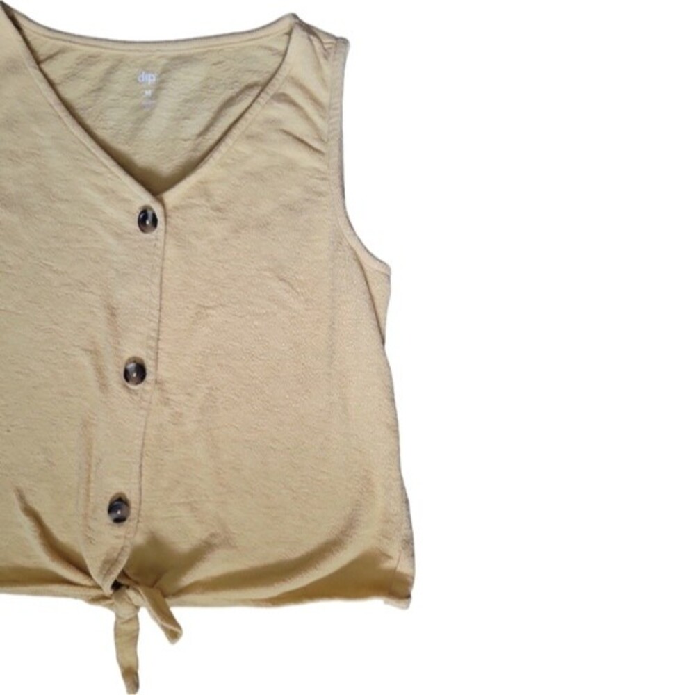 dip yellow terry cloth button down tank top with bottom tie